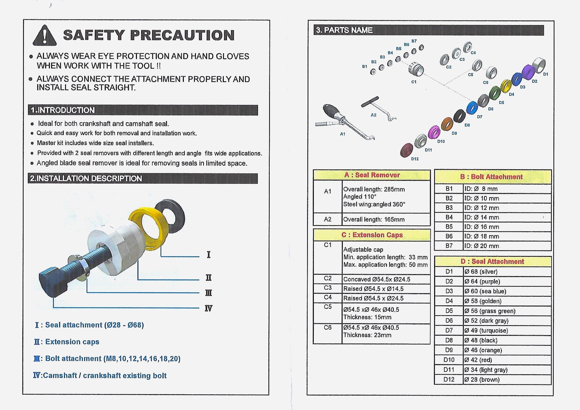 Specialist Tools AU Automotive Diesel Crankshaft Oil Seals & Engine Oil Tools Crankshaft & Camshaft Seal Remover And Installer Kit